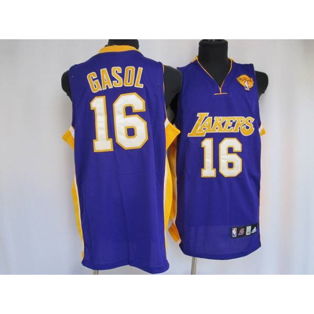 Professional Grade Men's Lakers #16 Pau Purple Basketball Jersey