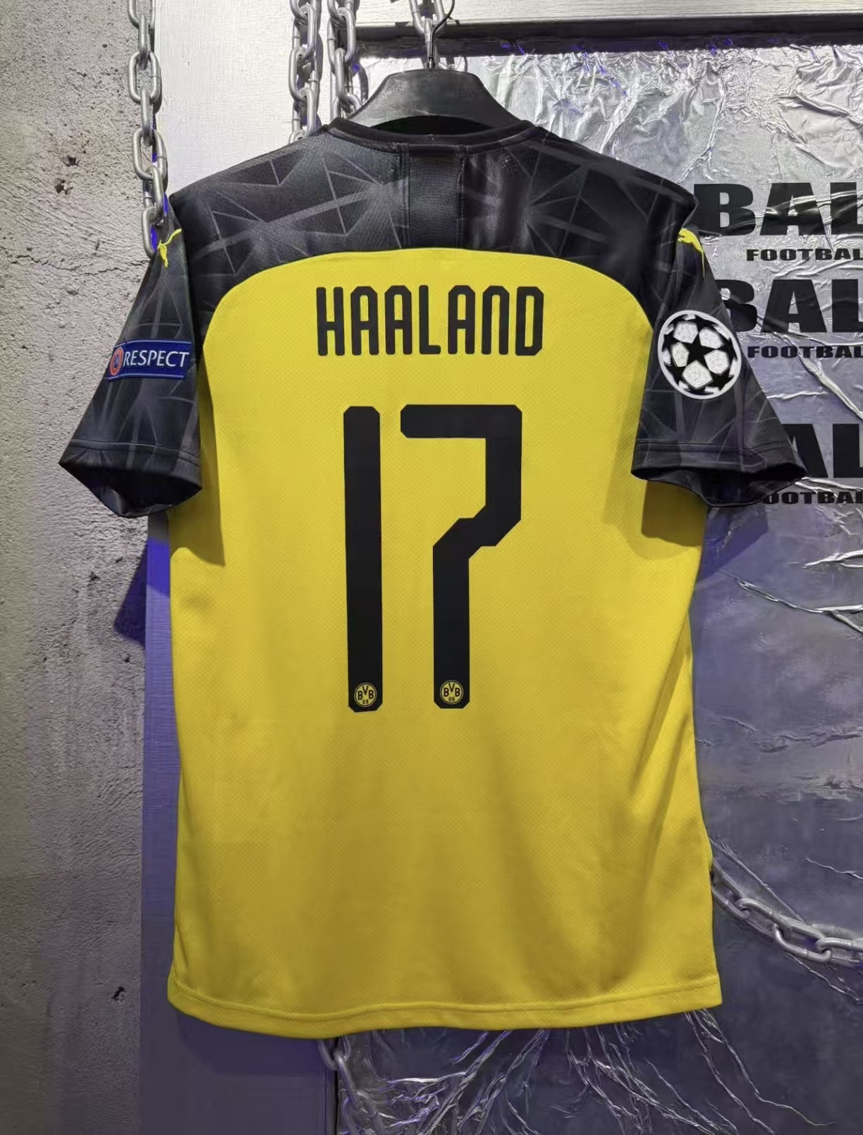 [HP] 19/20 Borussia Dortmund Home Erling Haaland #17 Champions League Retro Collectible Jersey