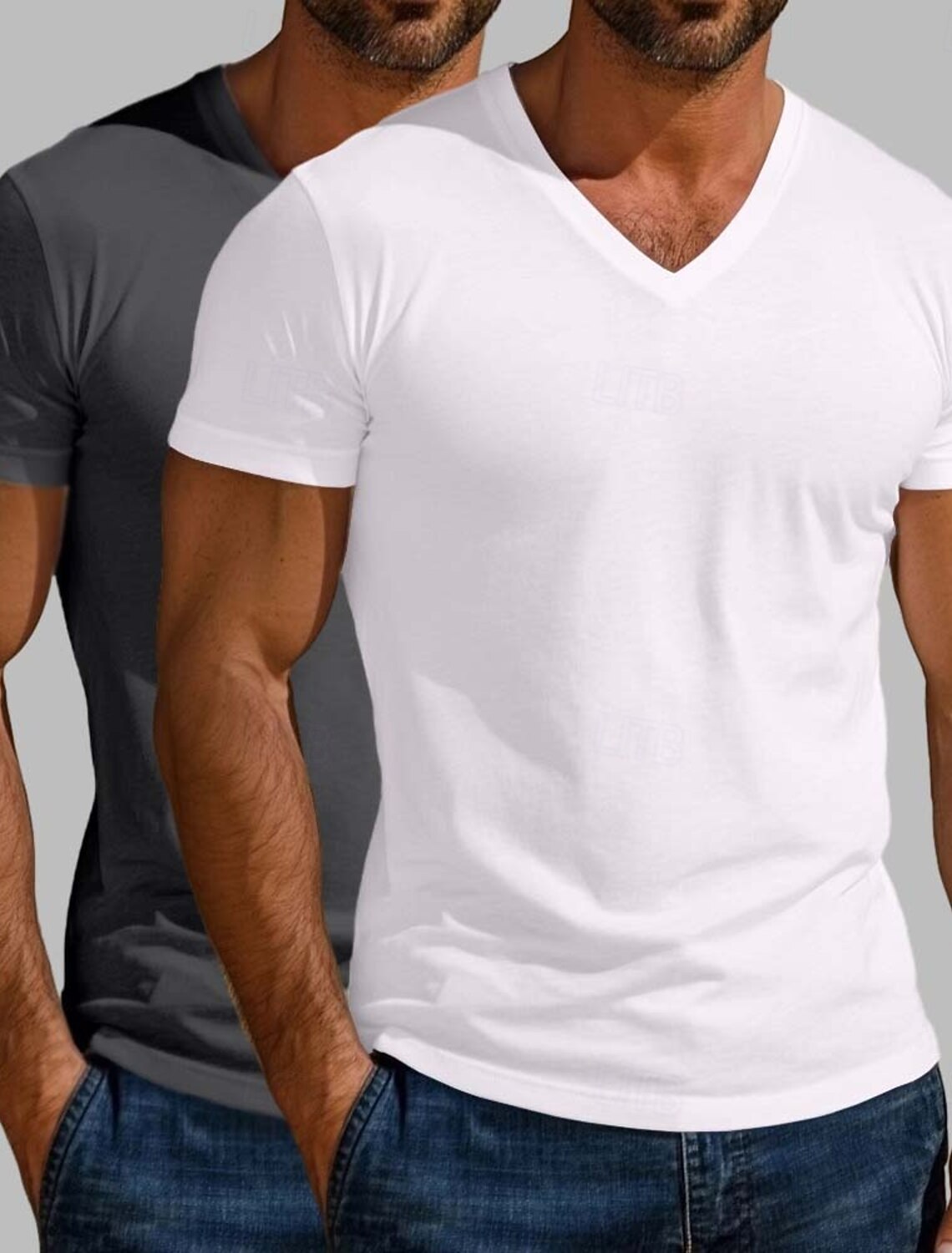 2PCS Men's Cotton Blend T Shirt Tee Top Short Sleeve V Neck Summer All