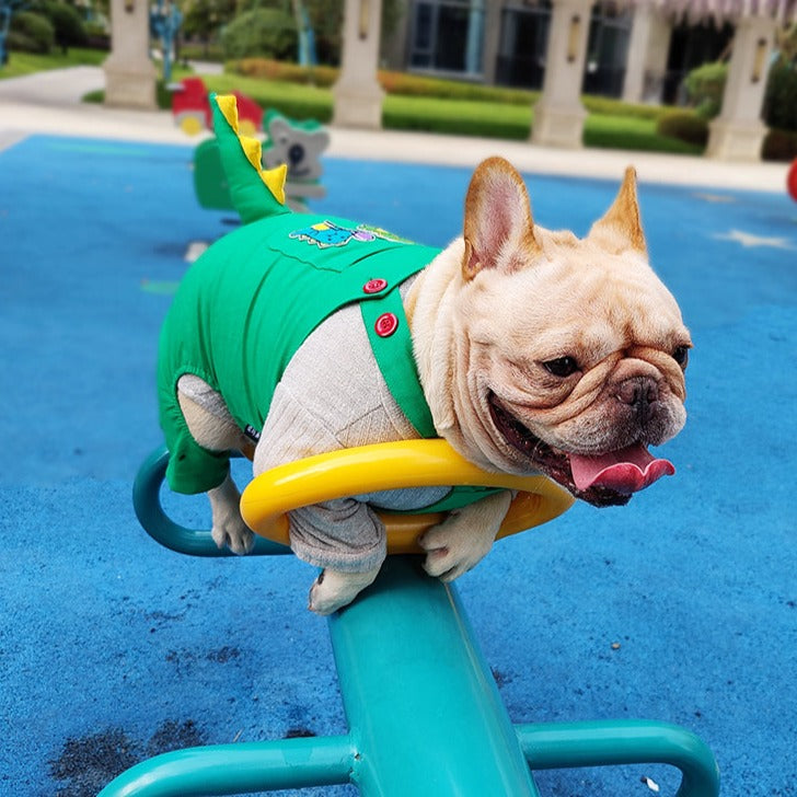 Green Dinosaur Clothes for French Bulldog