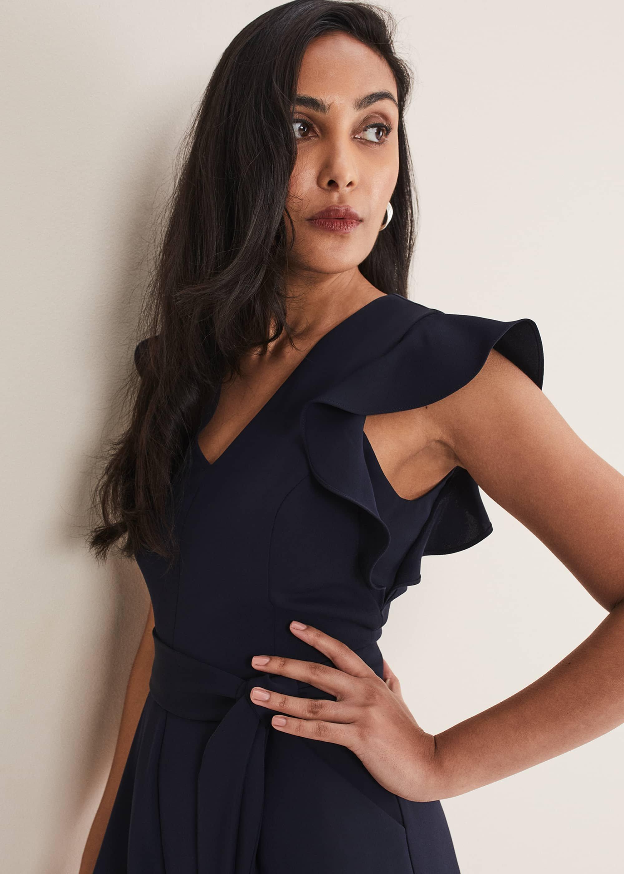Petite Kallie V Neck Frill Jumpsuit
