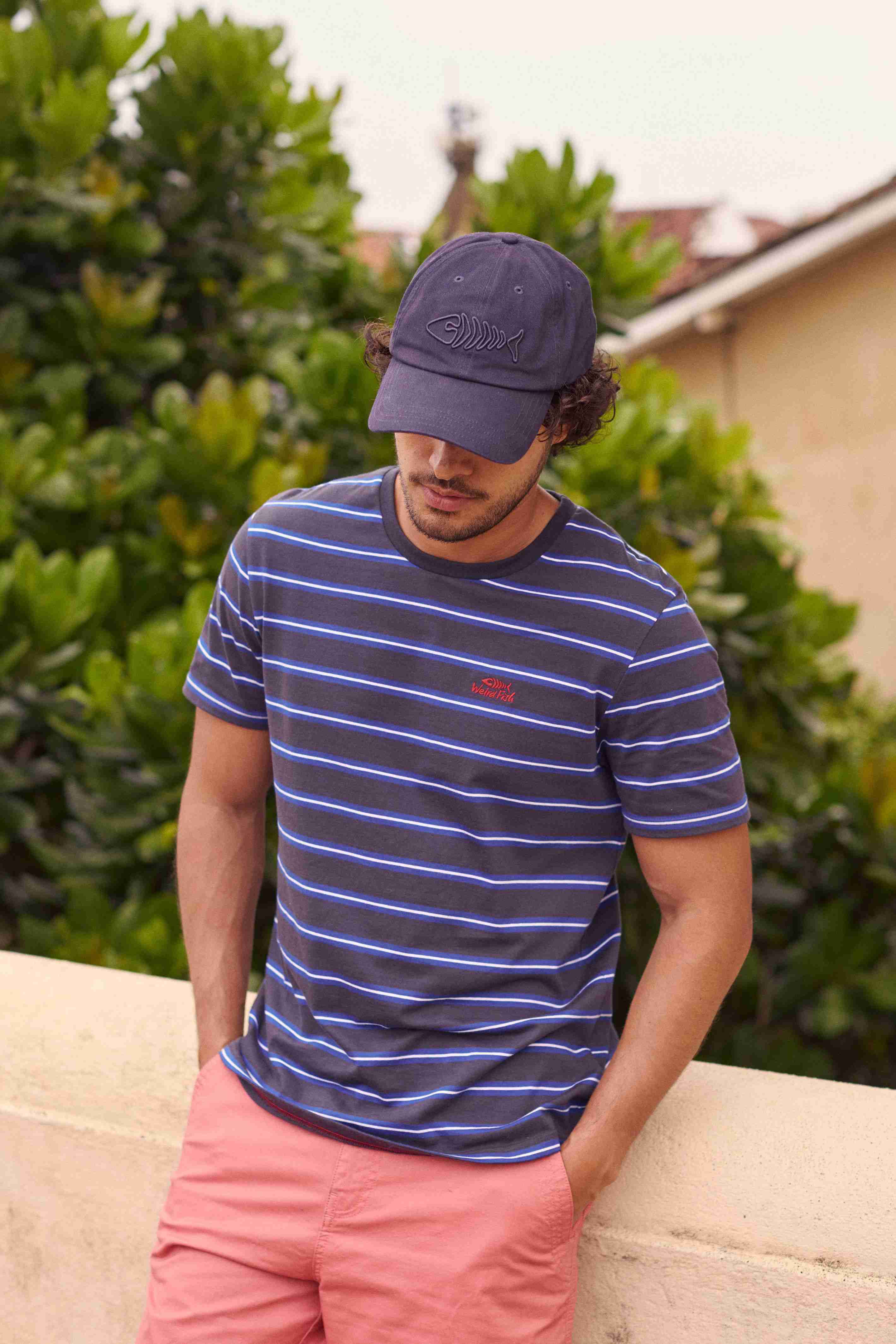 Finn Striped Branded T-Shirt Mazarine Blue