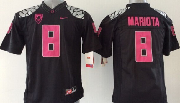 Men's None Black 2014 home jersey Marcus Mariota #8 team authorized