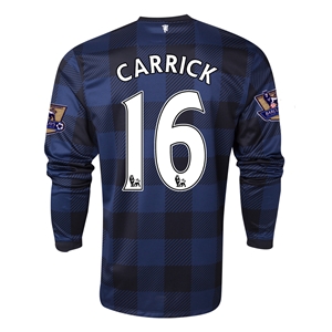 13-14 Manchester United 16 CARRICK Away Black Long Sleeve Jersey