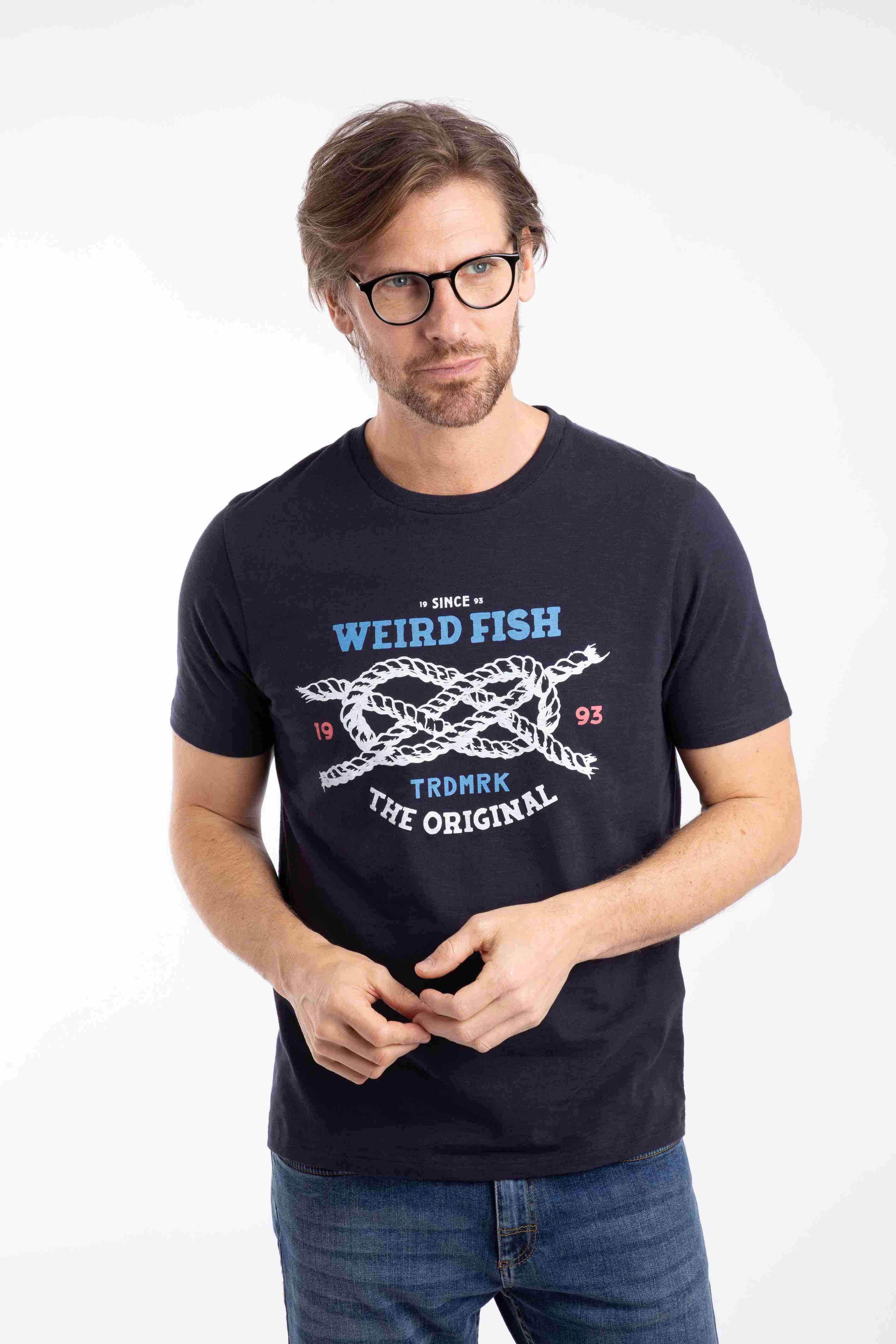 Cast Off Front Print Graphic T-Shirt Midnight
