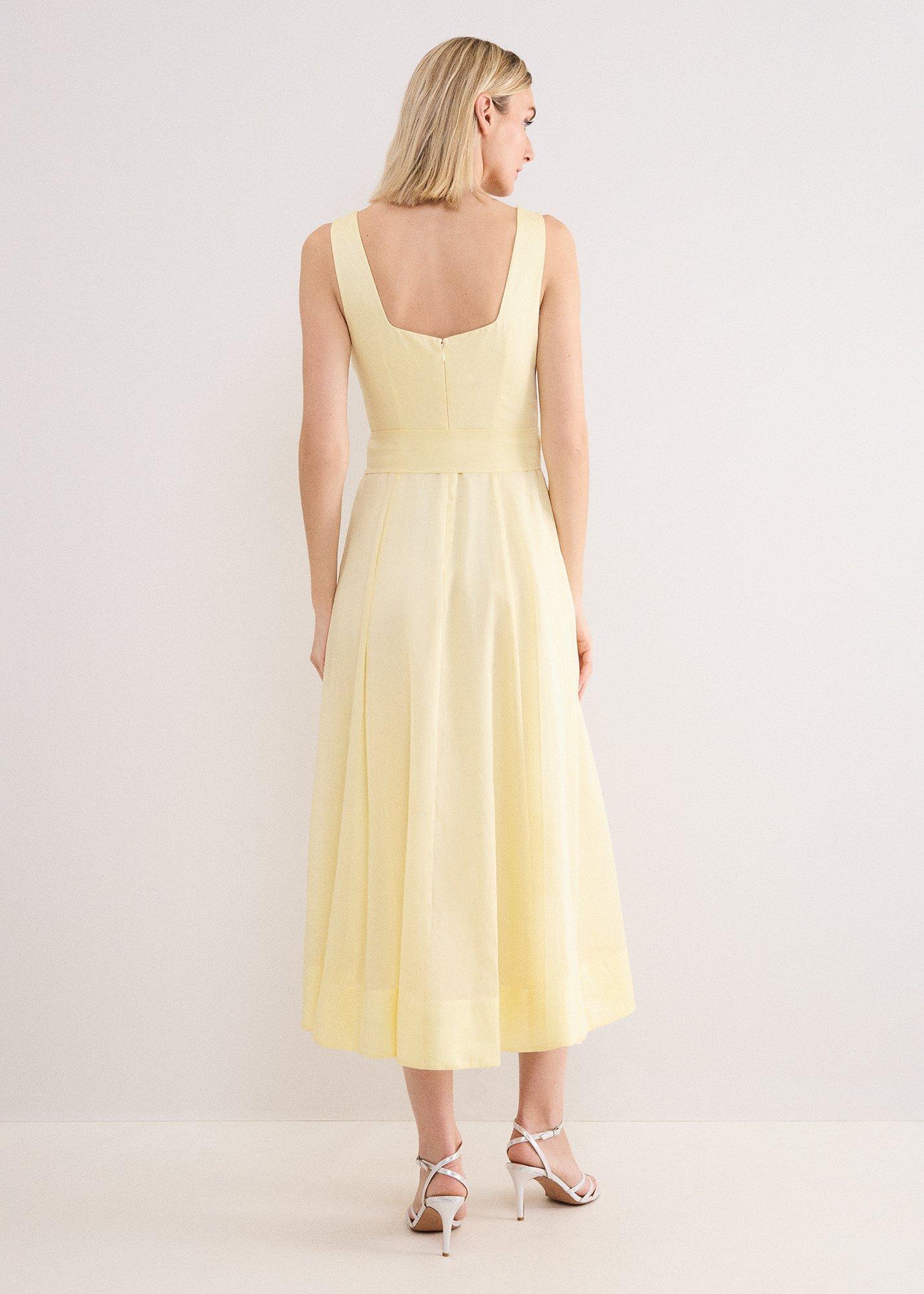 Zahira Pale Yellow Square Neck Midaxi Dress