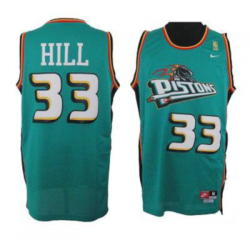 Detroit Pistons #33 Grant Hill Green Throwback Stitched NBA Jersey Mens