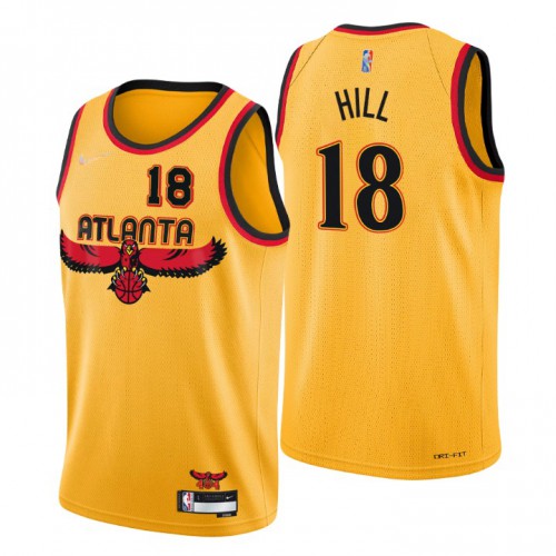 Gold Nike Atlanta Hawks #18 Hawks Jersey - Fabric Game Day Wear
