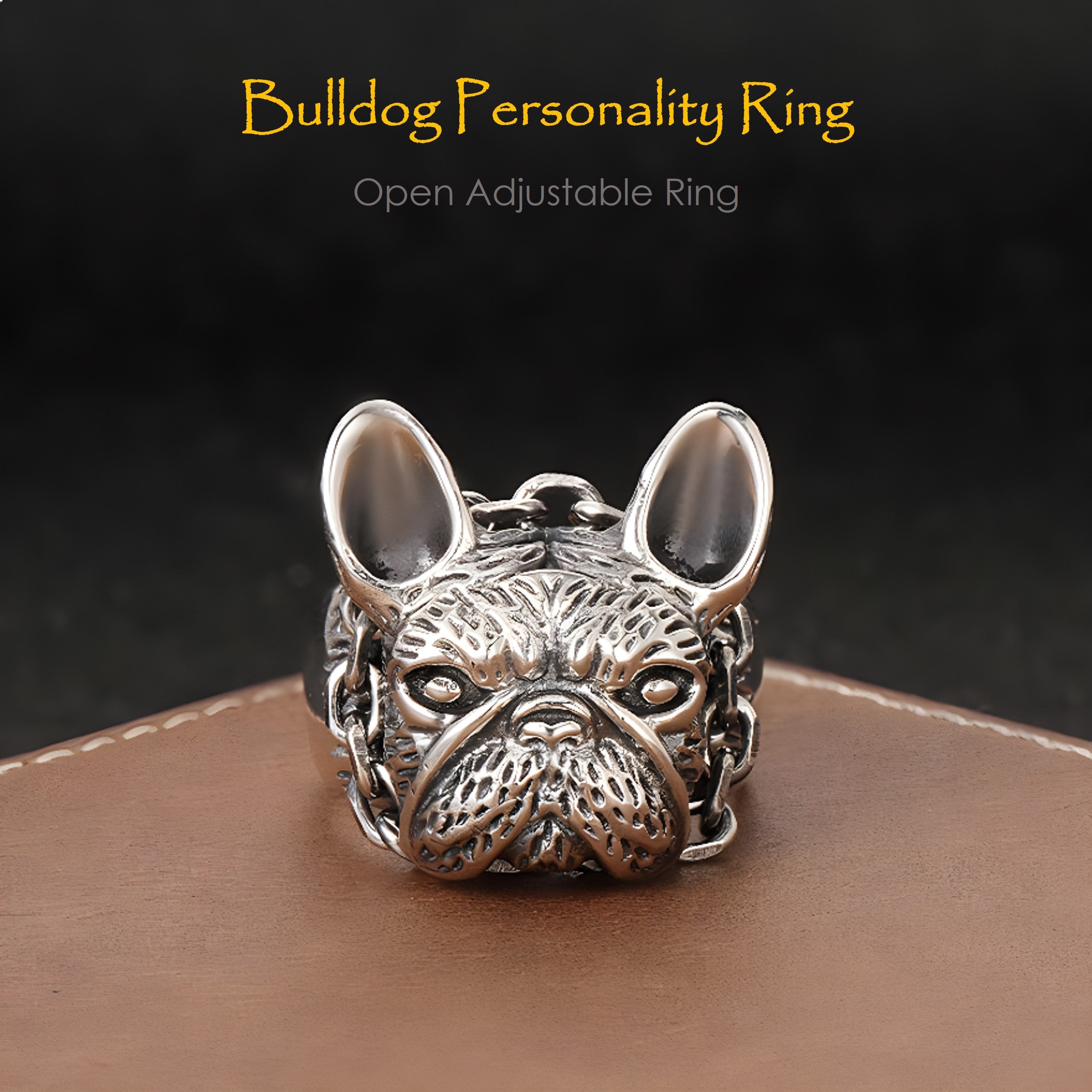 - Trendy French Bulldog Open Adjustable Ring Party Jewelry Everyday Use