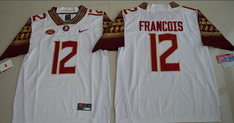 Men's None White 2016 performance Deondre Francois #12 embroidered