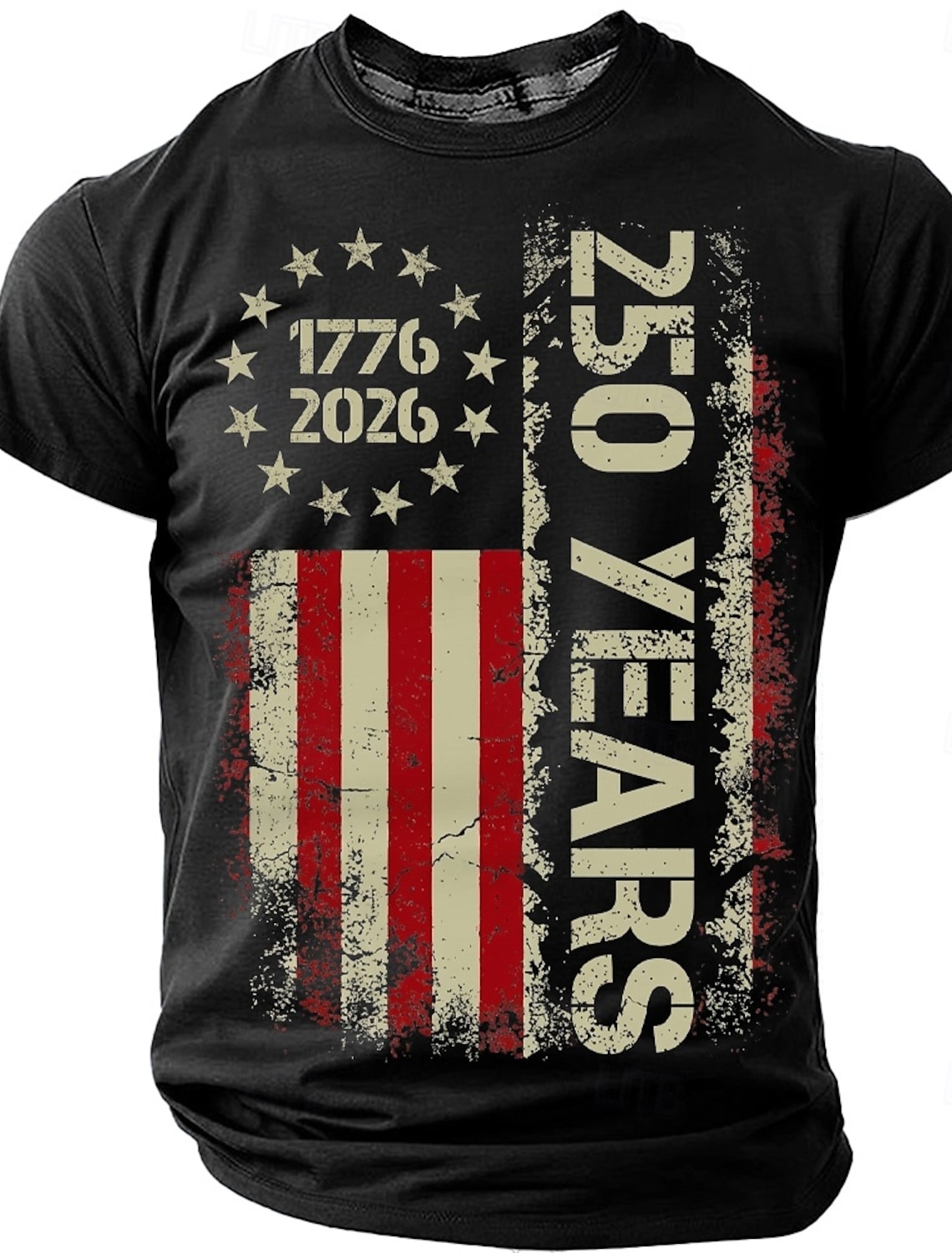 4th of July 2026 250th Memorial Day Men's 3D Print US Flag Crew Neck Short Sleeve T-Shirt Daily Street