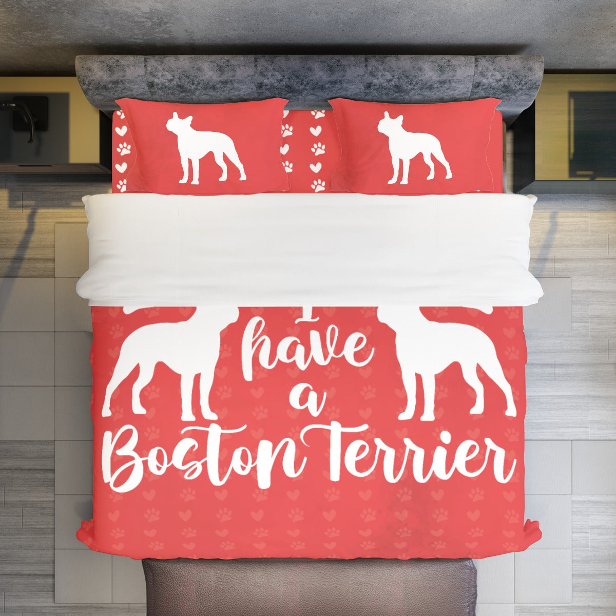 French Bulldog Charlie Duvet Cover Set For Boston Terrier Lovers Durable Dog Item