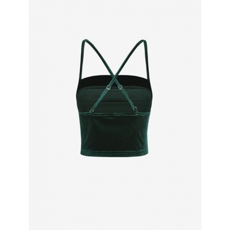 Criss Cross Velvet Ruched Cami Top IU6059