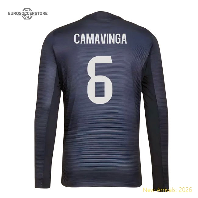 2025-2026 Real Madrid Authentic Long Sleeve Away Jersey (camavinga 6)
