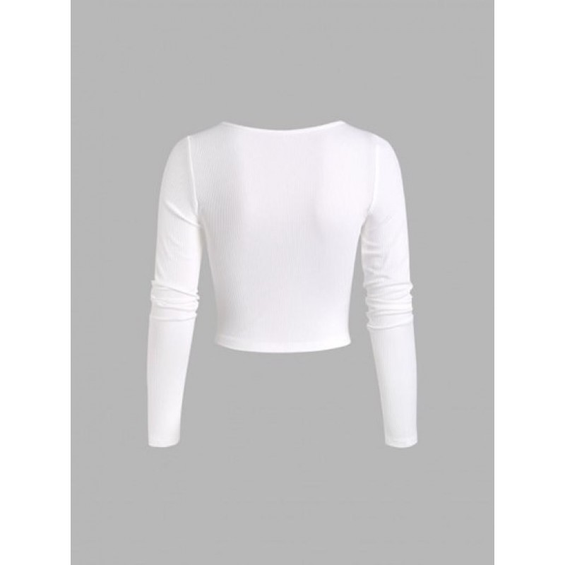 Lace Up Ribbed Cropped Tee YF1728