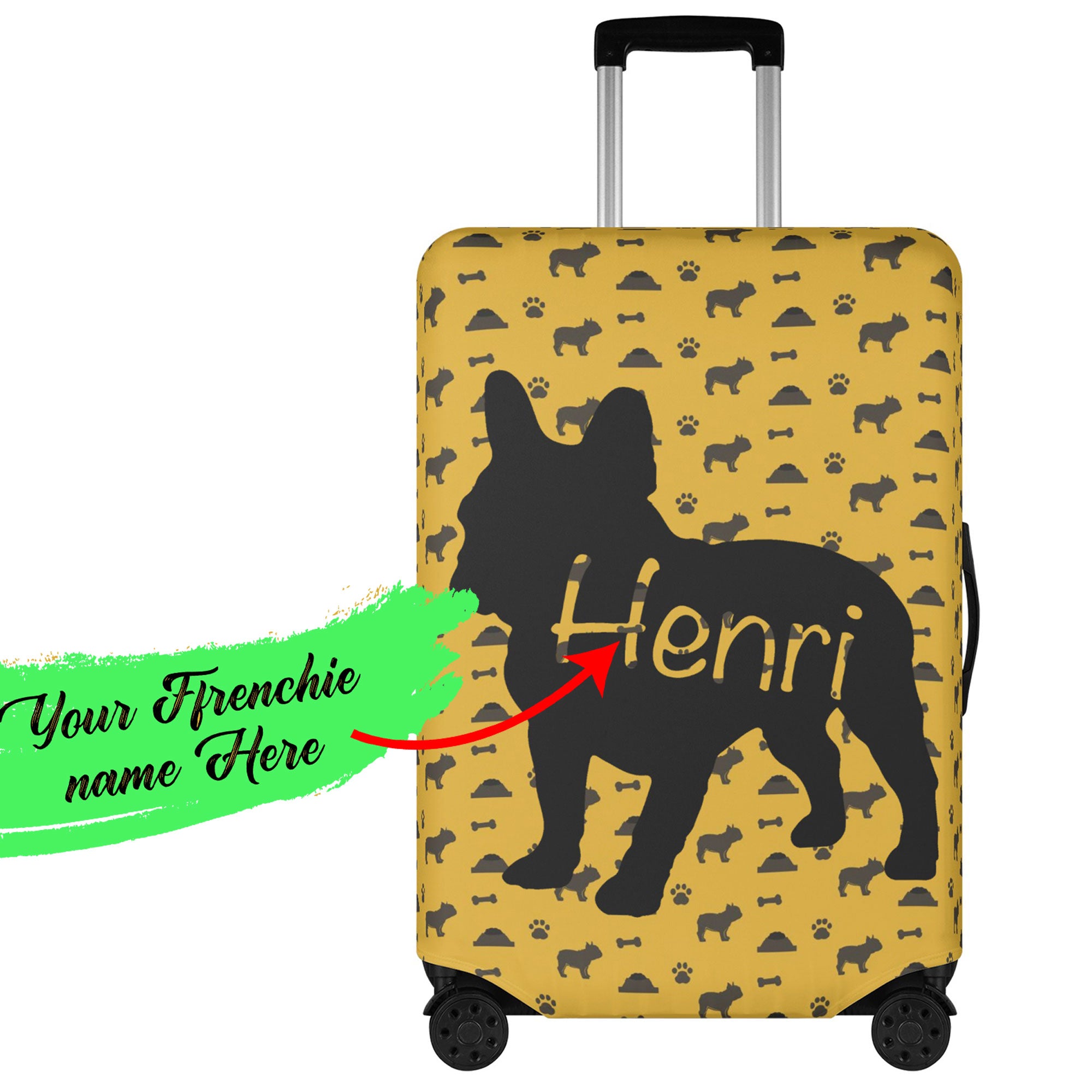 - Bulldog Luggage Cover With Frenchie Name Winter Wear | Non-slip Design