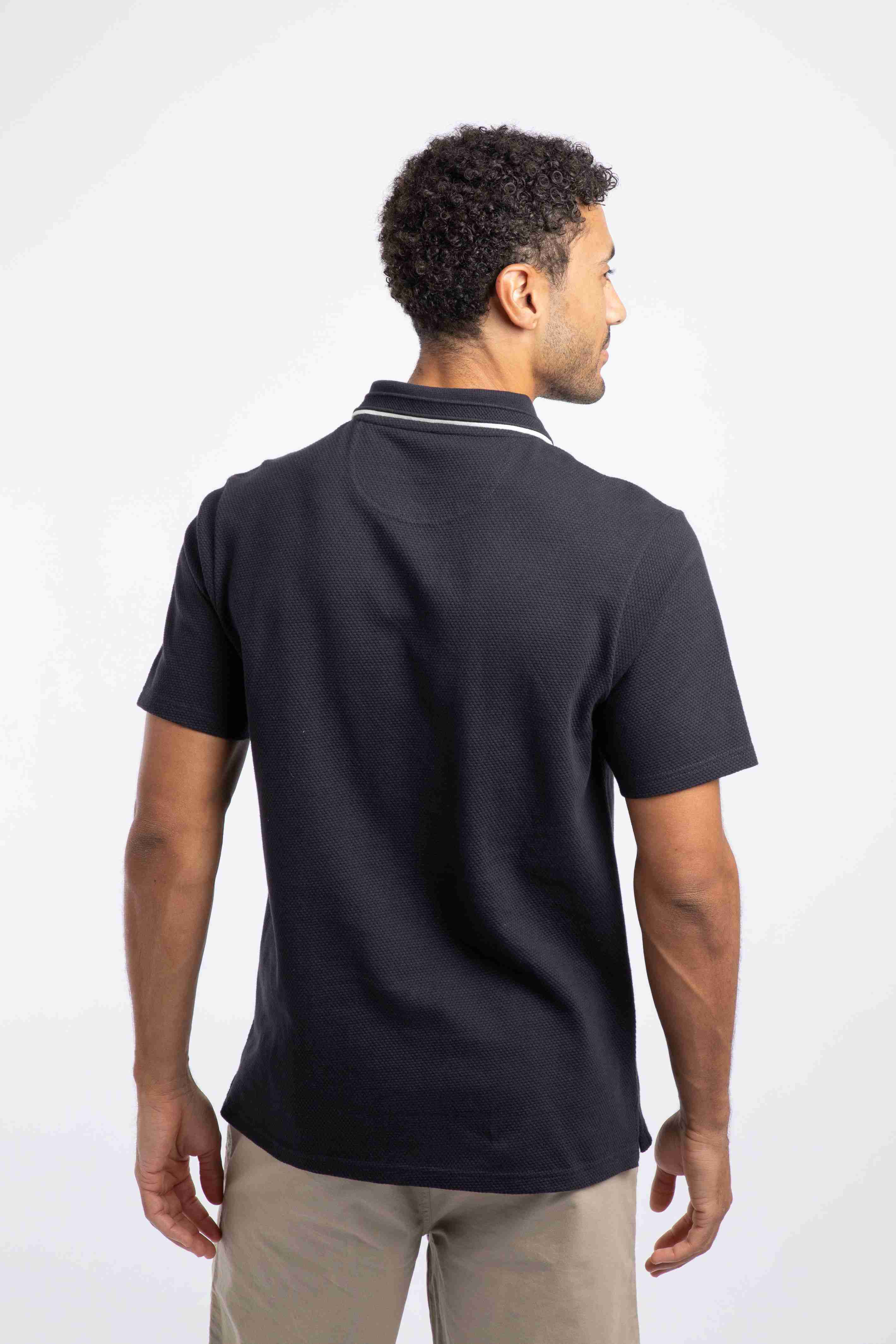 Powell Textured Polo Shirt Midnight