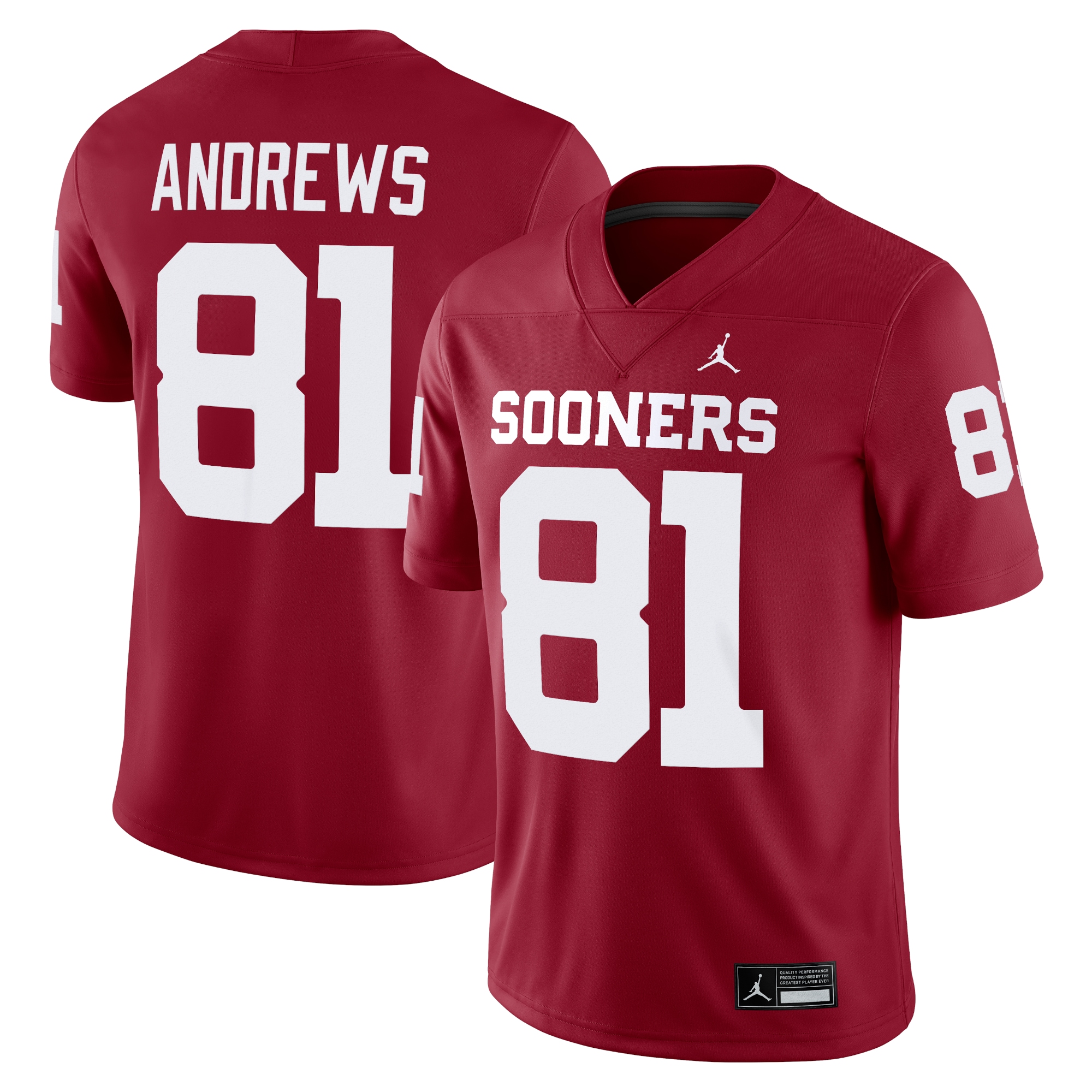 [NJP] Youth Mark Andrews Oklahoma Sooners Alumni Player Game Jersey - Crimson