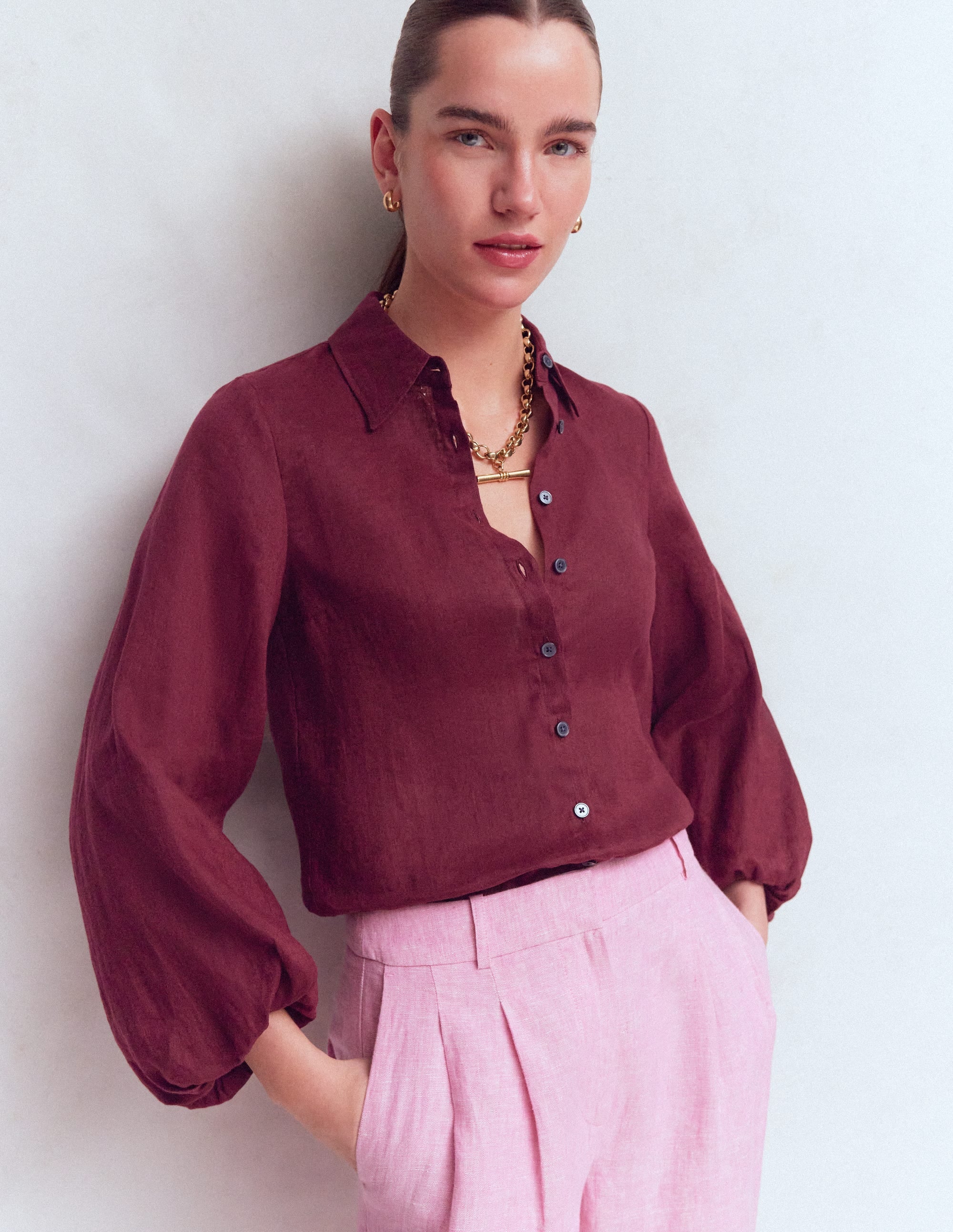 Puff Sleeve Linen Shirt