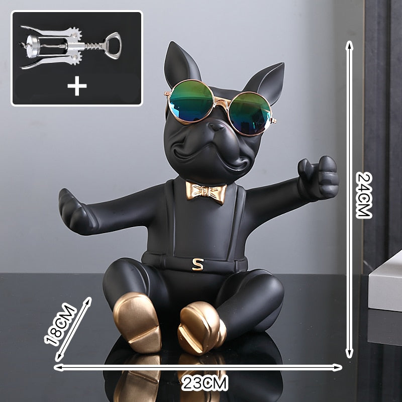 Culture-Inspired Frenchie Statue Wine Rack Corkscrew Wine Opener for ...