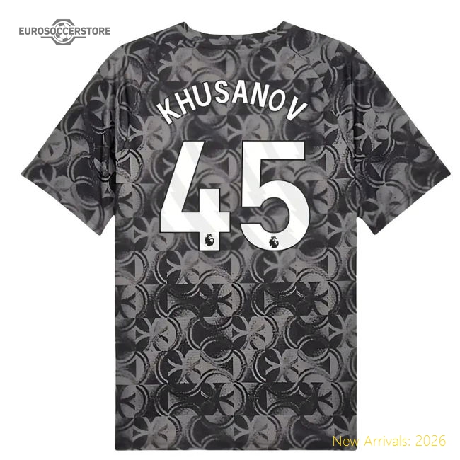 2025-2026 Man City Warm Up Jersey (Black) (Khusanov 45)