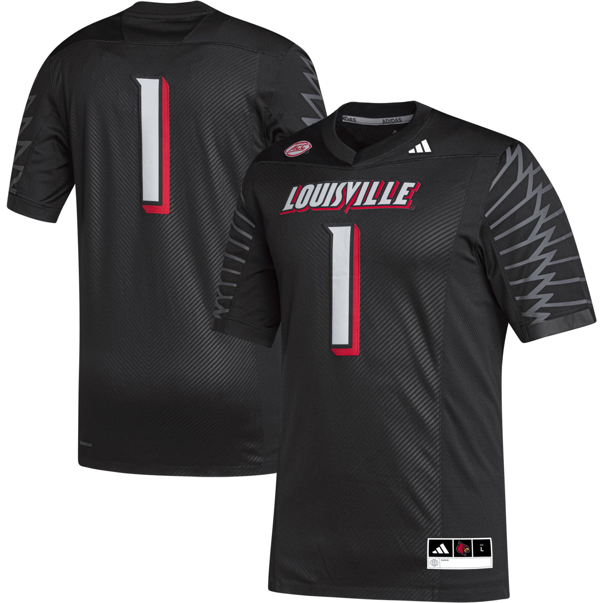 Men's #1 Black Louisville Cardinals Premier Football Jersey