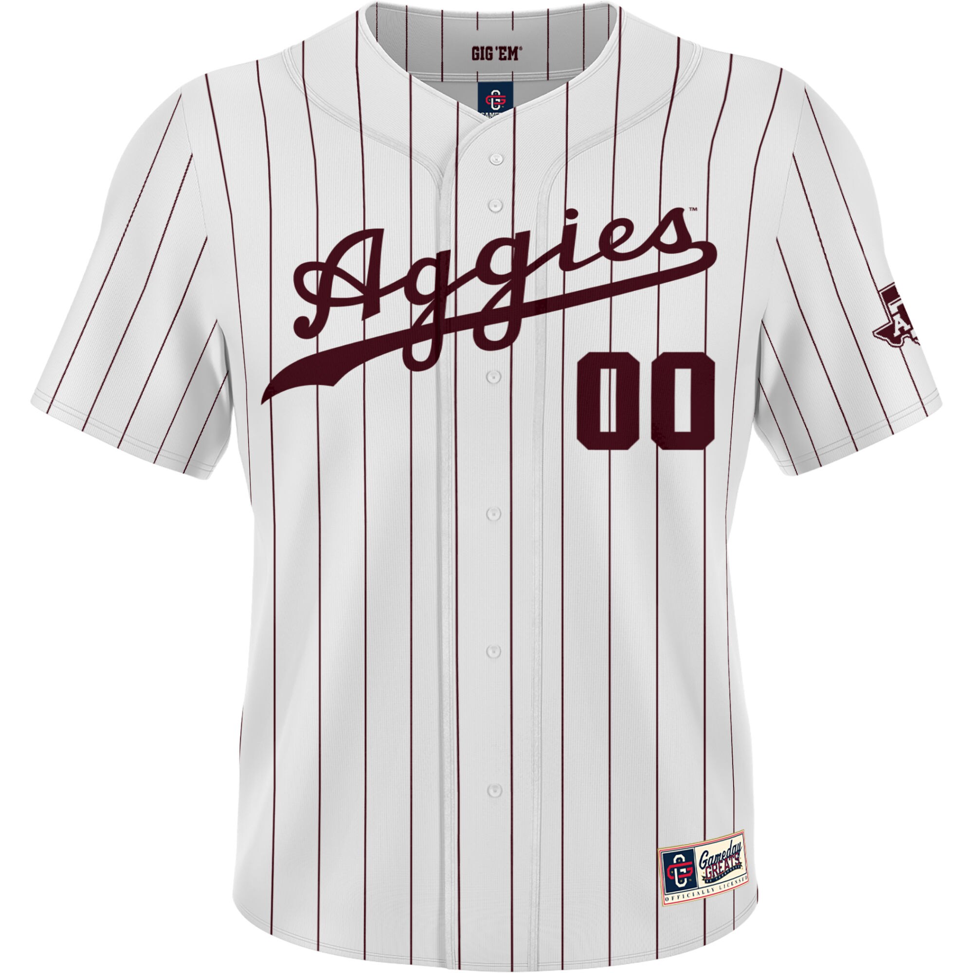 [DDG] Texas A&M Aggies GameDay Greats Youth NIL Pick-A-Player Lightweight Baseball Jersey - White