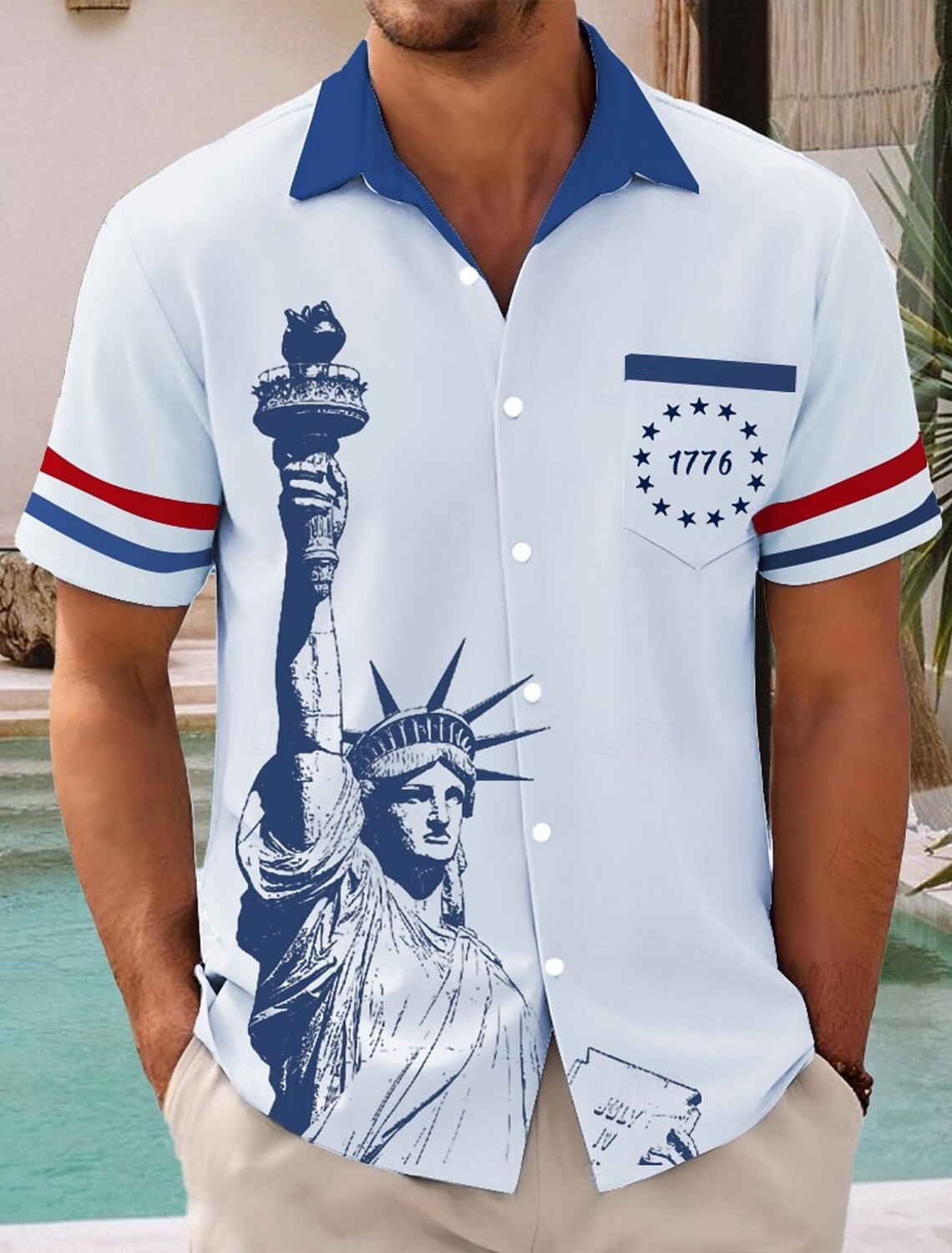 Men's 4th of July U.S. 250th Anniversary American Flag Independence Day Shirt Casual Shirt Button Up Shirt Short Sleeve Army Militray Outdoor Streetwear Vacation Summer Spring Turndown 3D Print