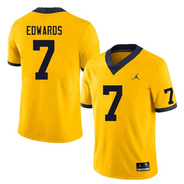 Men Michigan Wolverines Yellow #7 Jordan Yellow Performance Football