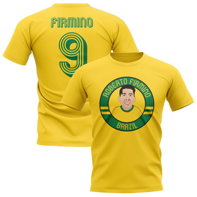 World Roberto Firmino Brazil Illustration T-Shirt (Yellow)