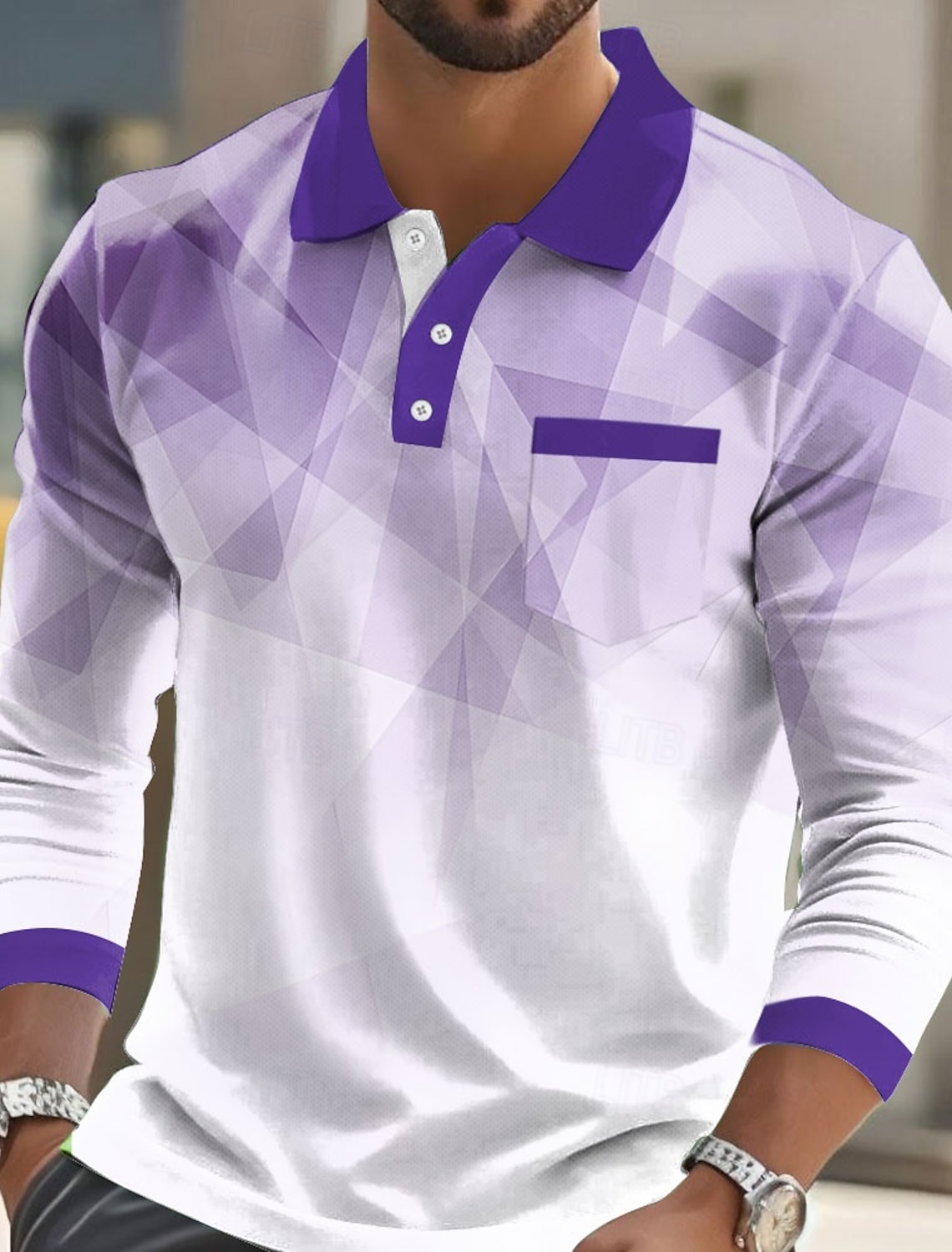 Men's Geometric Polo Short Sleeve Turndown Business Casual Daily