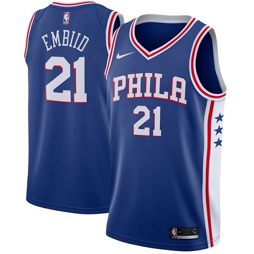 Sixers #21 Joel Embiid Elite 2024 Icon NBA Jersey - Blue Swingman