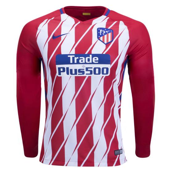 Atletico Madrid Home 201718 LS Soccer Jersey Shirt - Official Replica
