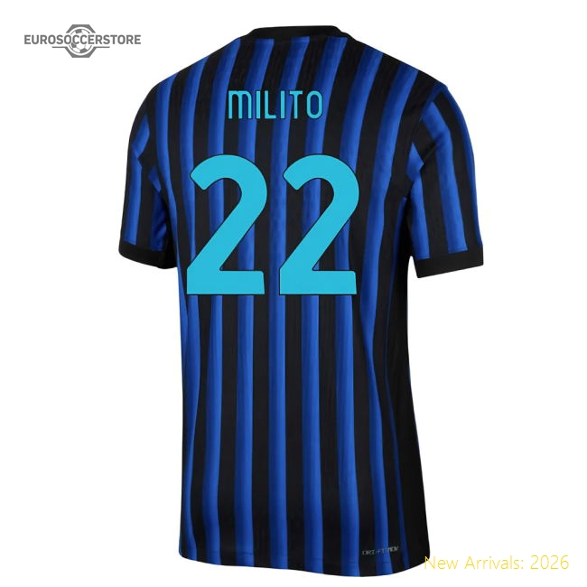 2025-2026 Inter Milan Home Top Dri-Fit Adv Football Jersey (Milito 22)