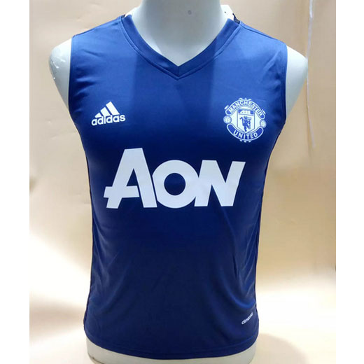 Breathable Man Utd Manchester United Blue 201617 Vest Soccer Jersey