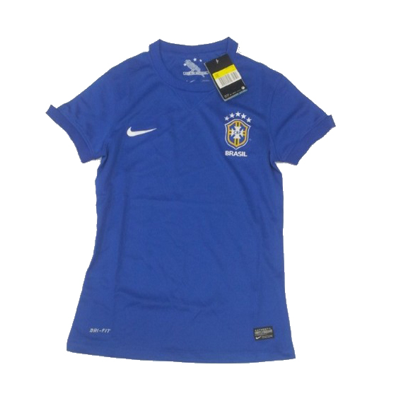 Moisture Wicking 13-14 Brazil Away Blue Women's Jersey Shirt