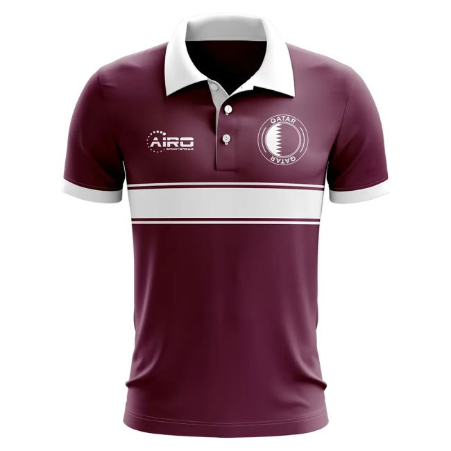 Collector'S-Item Qatar Concept Stripe Polo Shirt (Maroon)