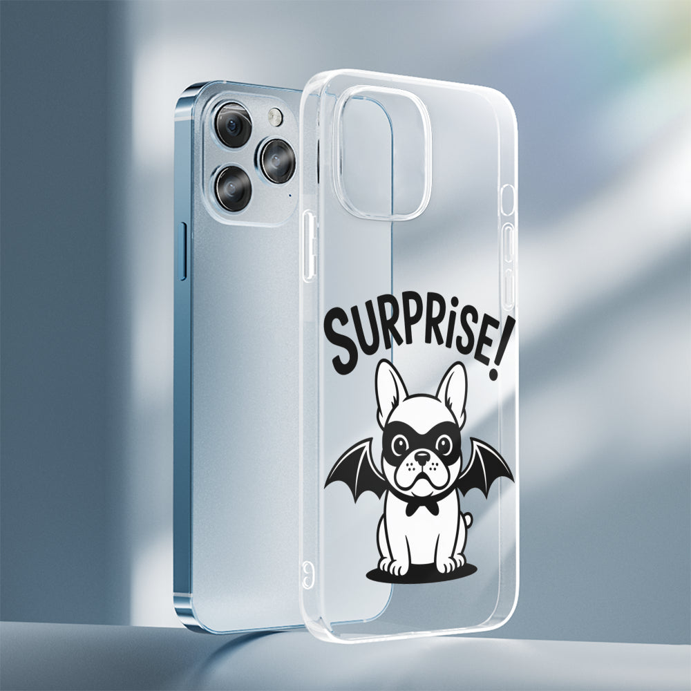 French Bulldog Bat Clear Silicone Phone Case For Iphone, Samsung &