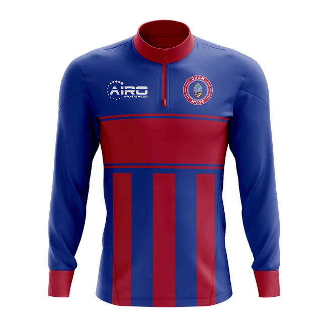Soccer Guam Concept Football Half Zip Midlayer Top (Blue-Red)