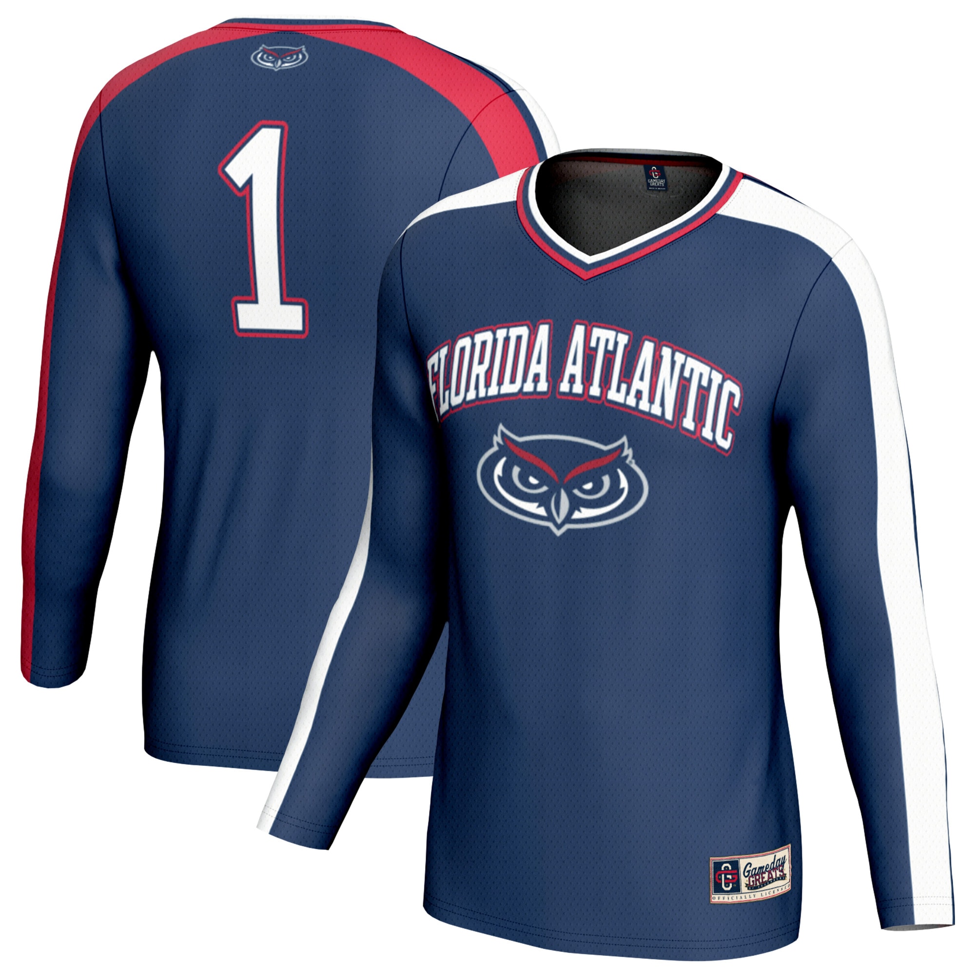 [NJP] Florida Atlantic Owls GameDay Greats Lightweight Collegiate Volleyball Fashion Jersey - Navy
