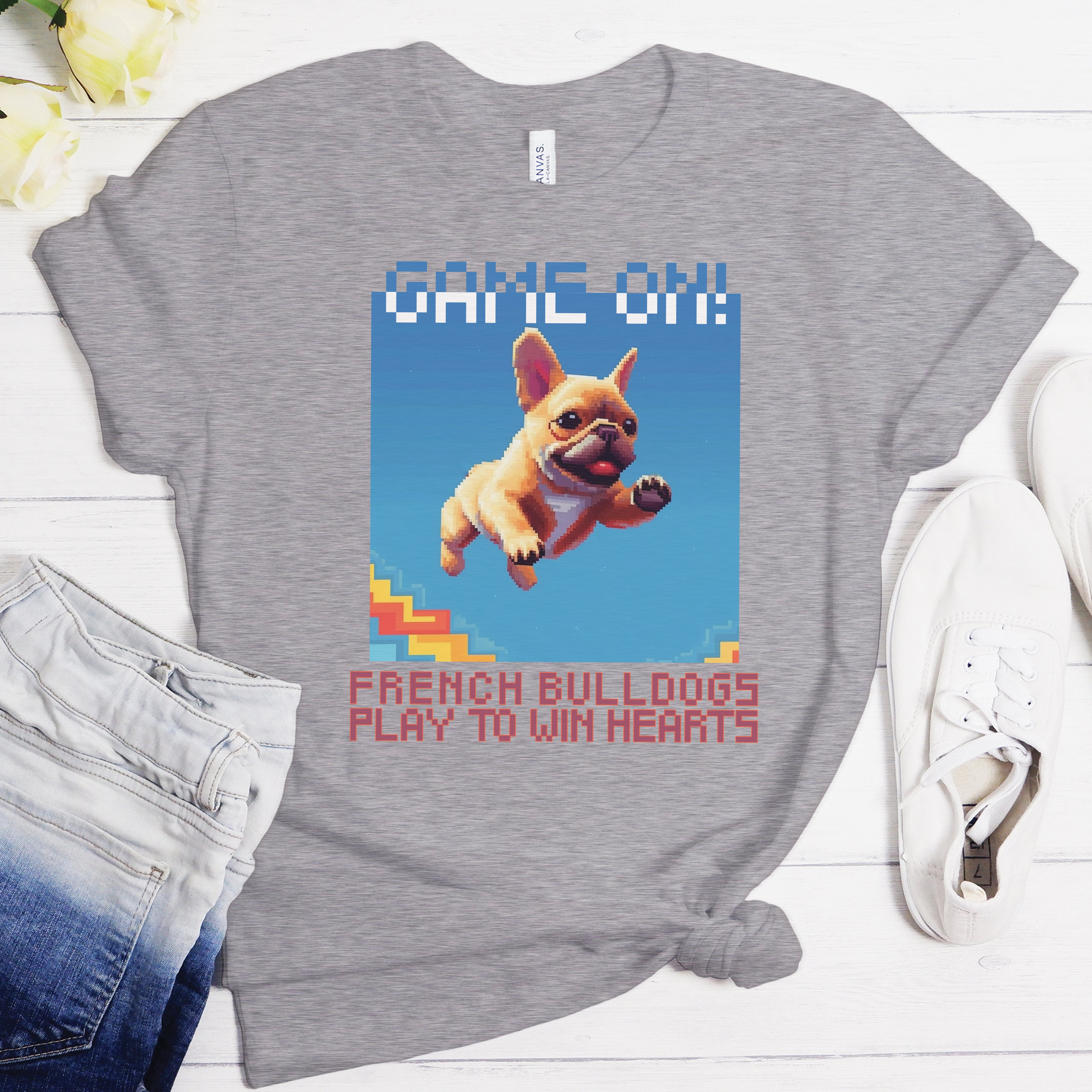 French Bulldog Pixel Pup Paradise Unisex T Shirt Useful Frenchie Gear