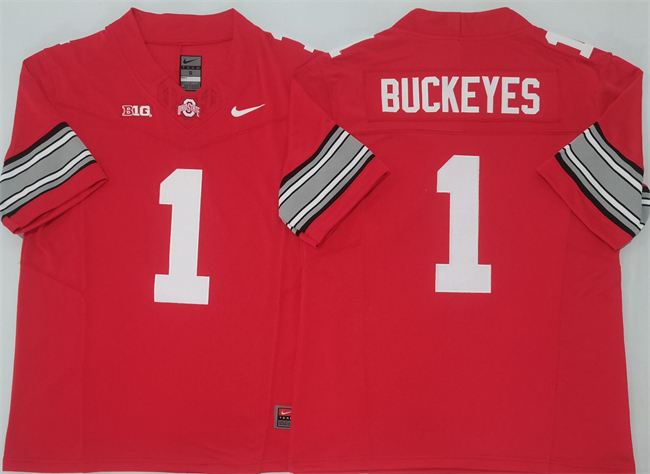 Men's Ohio St Buckeyes Red 2025 home jersey Buckeyes Red #1 college