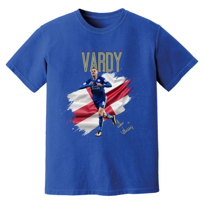 Jamie Vardy Leicester Celebration T-Shirt - Blue (Men
