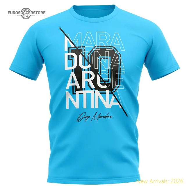 Luxury Diego Maradona La Albiceleste Graphic Signature T-shirt (sky