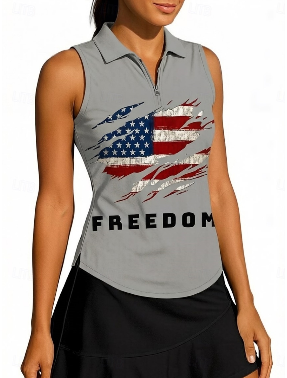 Independence Day America's 250th Anniversary Women's Graphic National Flag Athletic Shirt Tennis Polo Shirts Tank Tops Sleeveless Elastic Sweat-Wicking Breathable Tennis Golf Pickleball Shirt Collar