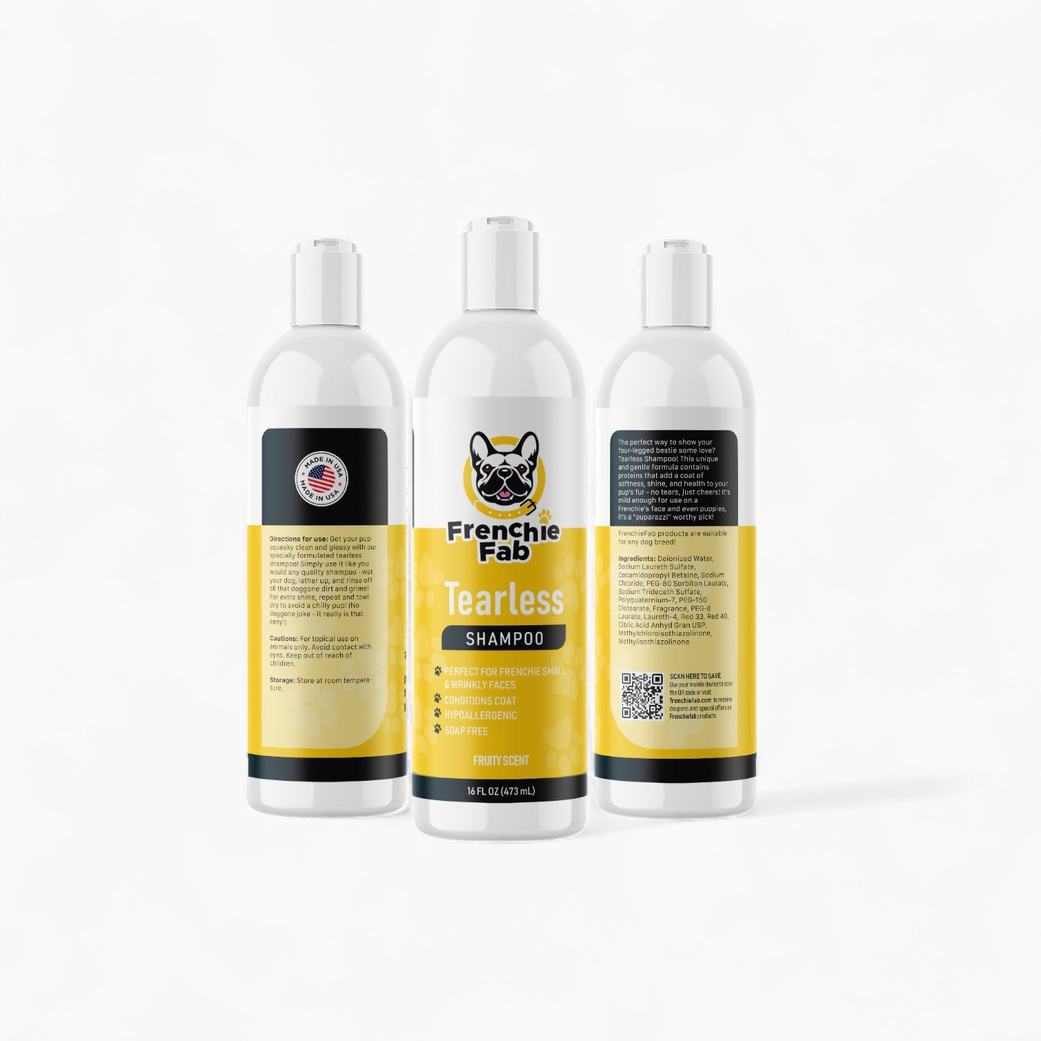 French Bulldog Tearless Shampoo – Gentle Safe Conditioning Dog Wash (Frenchie Fab)