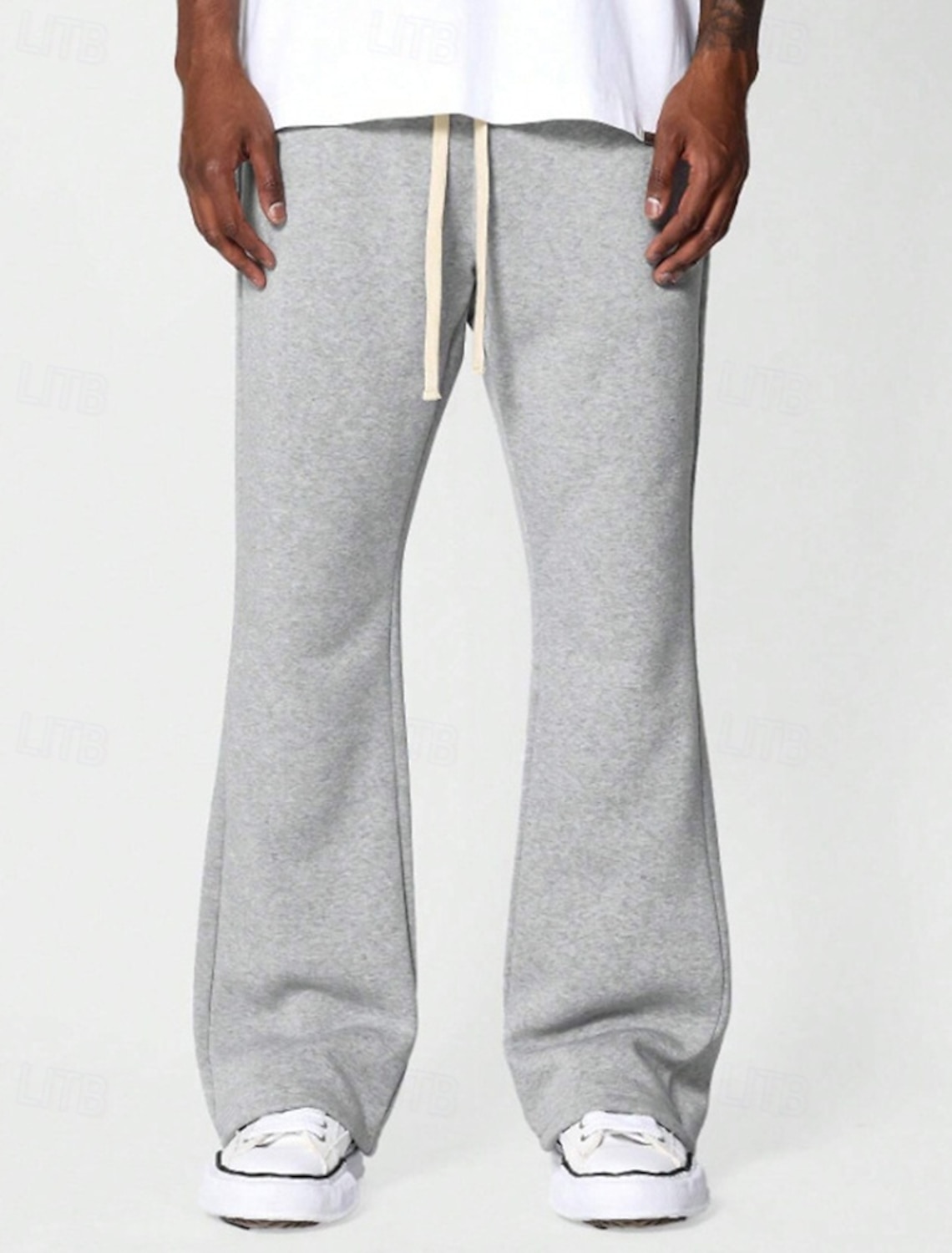 Men's Sweatpants Flared Pants Trousers Drawstring Pocket Elastic Waist