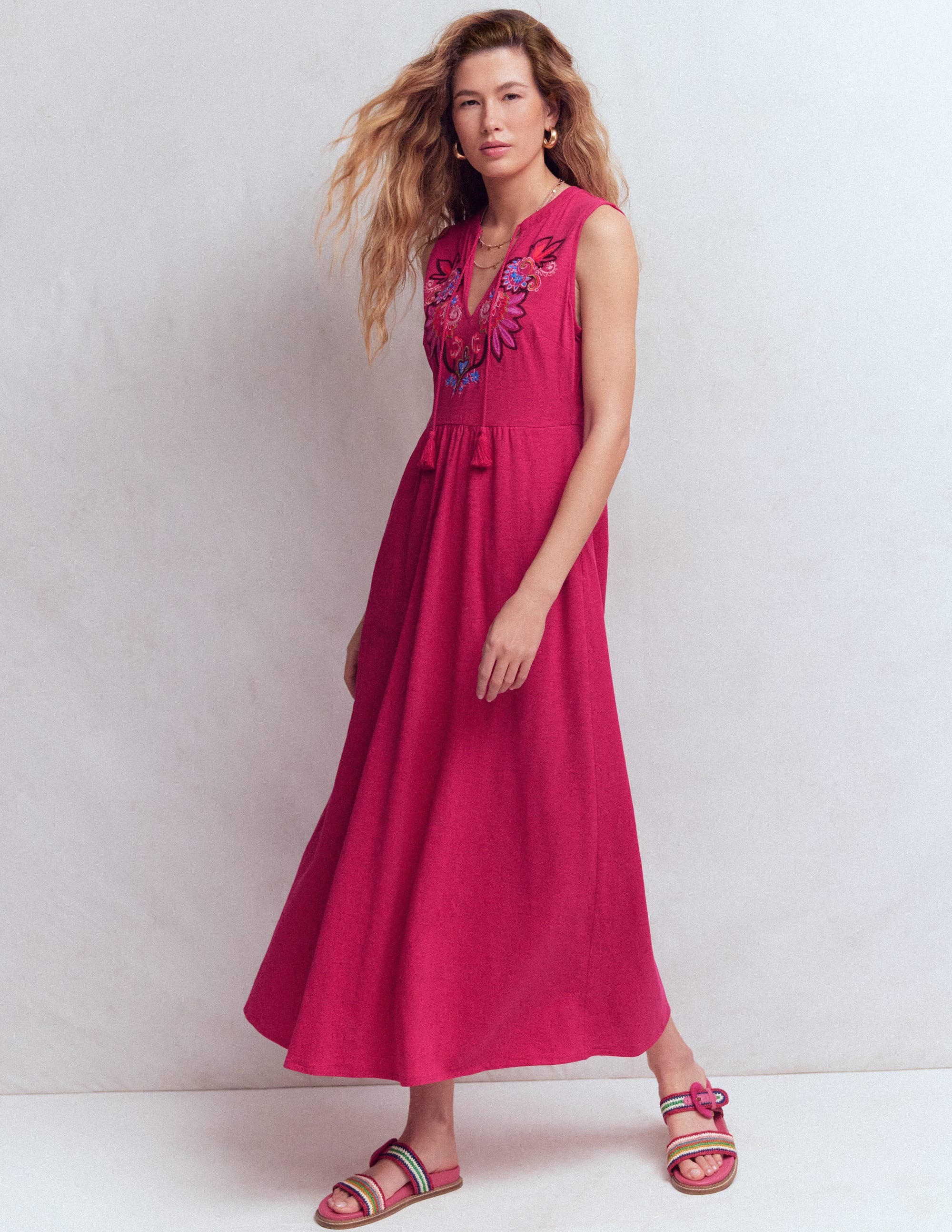 Notch Neck Jersey Maxi Dress