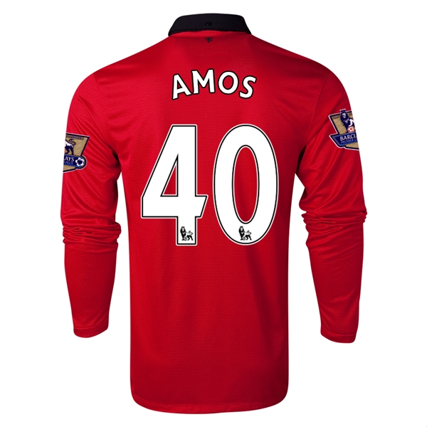 13-14 Manchester United 40 AMOS Home Long Sleeve Jersey Shirt -