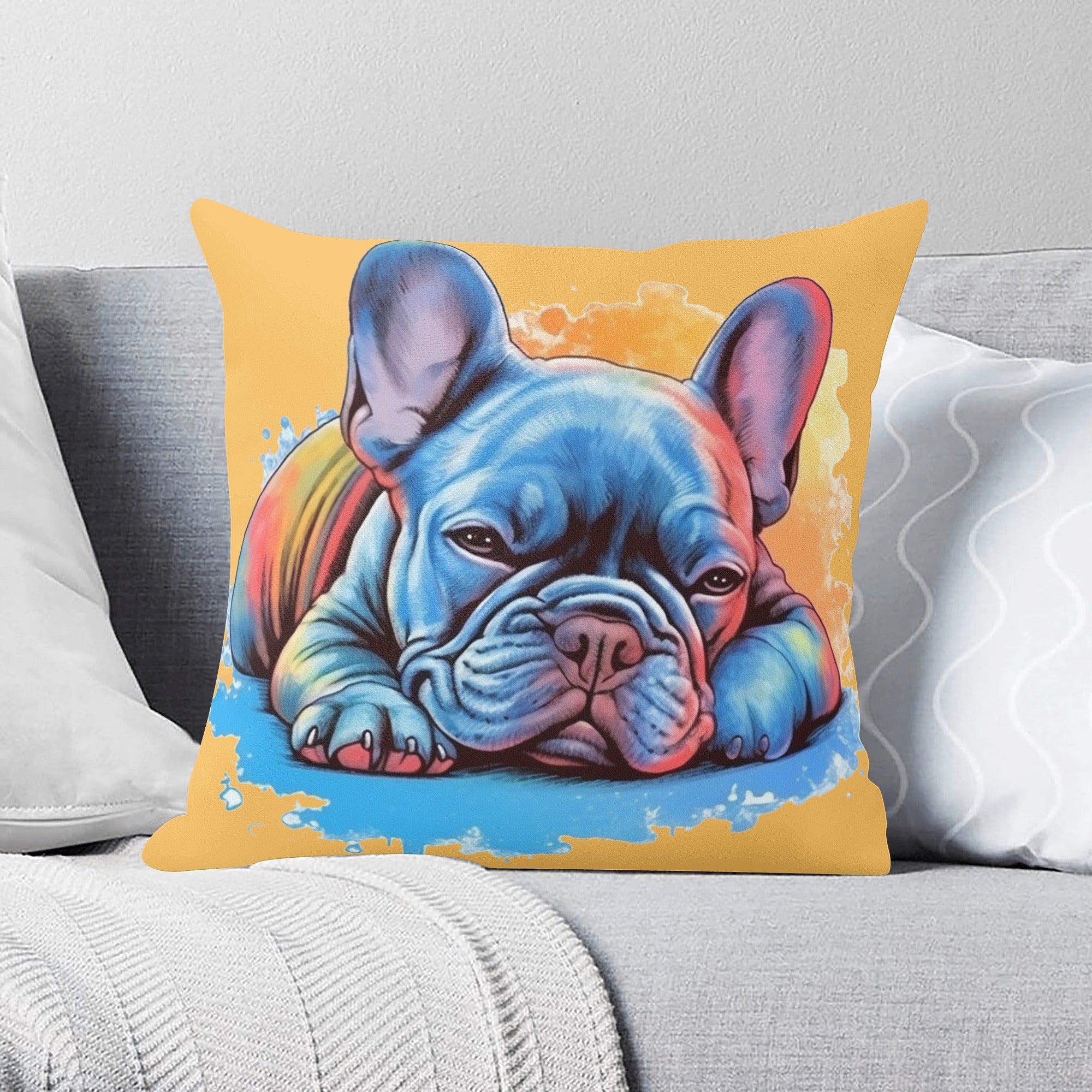 Fashion-Forward Everyday Lazy Frenchie - Pillow Cover for Dog Owners